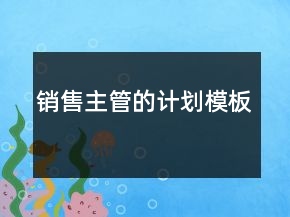 銷售主管的計(jì)劃模板