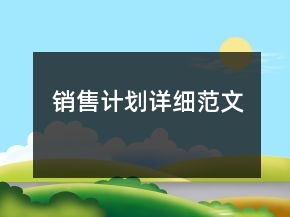 銷售計(jì)劃詳細(xì)范文
