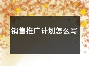 銷售推廣計(jì)劃怎么寫