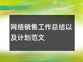 網(wǎng)絡(luò)銷售工作總結(jié)以及計(jì)劃范文