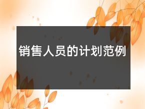 銷售人員的計劃范例
