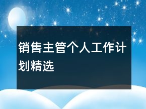 銷(xiāo)售主管個(gè)人工作計(jì)劃精選