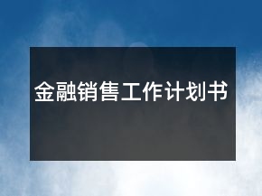 金融銷售工作計(jì)劃書