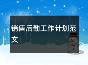 銷(xiāo)售后勤工作計(jì)劃范文