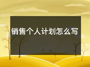 銷售個人計劃怎么寫