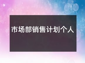 市場部銷售計劃個人