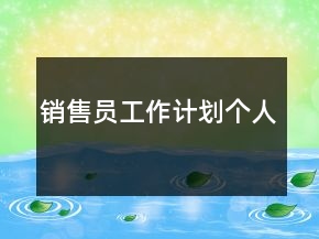 銷售員工作計劃個人