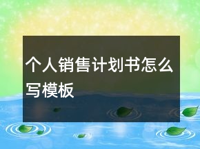 個人銷售計劃書怎么寫模板