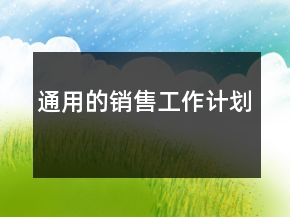 通用的銷售工作計劃