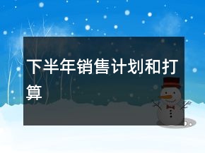 下半年銷售計(jì)劃和打算