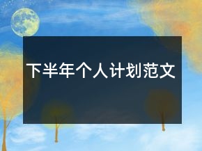 下半年個人計劃范文