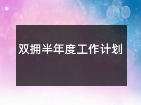 雙擁半年度工作計(jì)劃