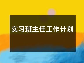 實習(xí)班主任工作計劃
