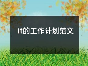 it的工作計劃范文