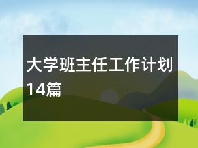 大學班主任工作計劃14篇