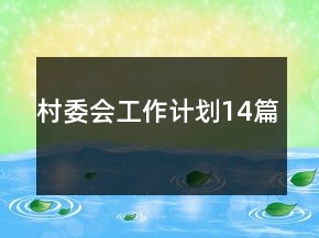 村委會工作計劃14篇