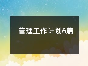 管理工作計(jì)劃6篇