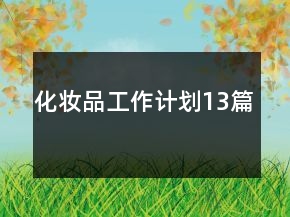 化妝品工作計(jì)劃13篇