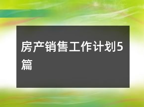 房產(chǎn)銷售工作計(jì)劃5篇