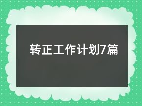 轉(zhuǎn)正工作計劃7篇