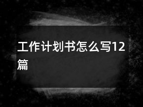 工作計劃書怎么寫12篇