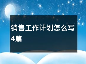 銷售工作計(jì)劃怎么寫4篇