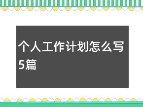 個(gè)人工作計(jì)劃怎么寫5篇