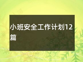 小班安全工作計劃12篇