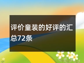 評(píng)價(jià)童裝的好評(píng)的匯總72條