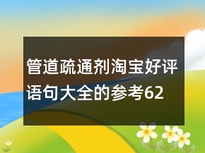管道疏通劑淘寶好評語句大全的參考62條