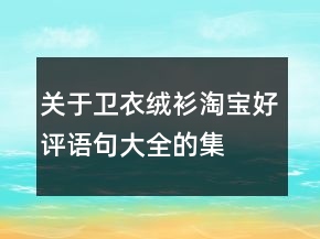 關(guān)于衛(wèi)衣、絨衫淘寶好評語句大全的集錦60條