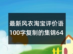 最新風(fēng)衣淘寶評(píng)價(jià)語(yǔ)100字復(fù)制的集錦64條