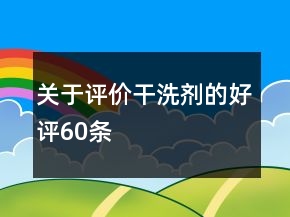 關(guān)于評價干洗劑的好評60條