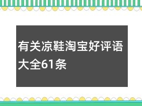 有關(guān)涼鞋淘寶好評(píng)語大全61條