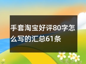 手套淘寶好評(píng)80字怎么寫(xiě)的匯總61條