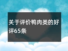關于評價鴨肉類的好評65條