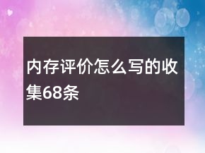 內(nèi)存評價怎么寫的收集68條