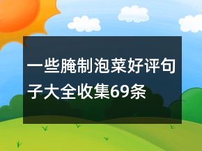 一些腌制、泡菜好評句子大全收集69條