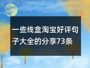 一些線盒淘寶好評句子大全的分享73條