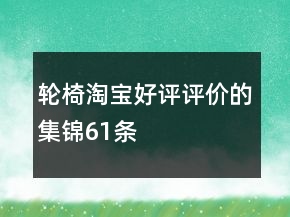 輪椅淘寶好評(píng)評(píng)價(jià)的集錦61條