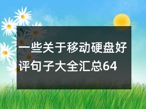一些關(guān)于移動(dòng)硬盤(pán)好評(píng)句子大全匯總64條