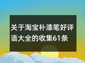 關(guān)于淘寶補(bǔ)漆筆好評(píng)語(yǔ)大全的收集61條