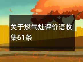 關(guān)于燃氣灶評價語收集61條