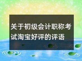 關(guān)于初級(jí)會(huì)計(jì)職稱考試淘寶好評(píng)的評(píng)語大全的參考67條