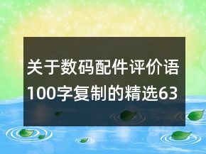 關(guān)于數(shù)碼配件評價語100字復(fù)制的精選63條