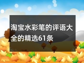 淘寶水彩筆的評(píng)語大全的精選61條