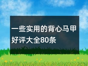 一些實用的背心、馬甲好評大全80條
