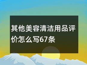 其他美容清潔用品評價怎么寫67條