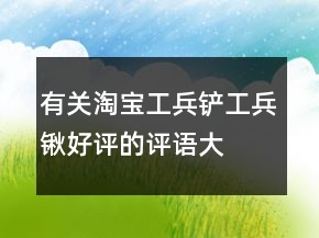 有關(guān)淘寶工兵鏟、工兵鍬好評的評語大全匯總68條