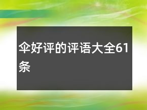 傘好評的評語大全61條